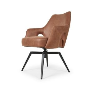 Amsterdam matbordsstol med vridbar bas – Microfiber – Cognac