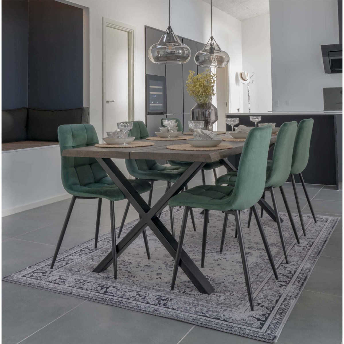 Middelfart matbordsstol – Grön velour - Bild 3